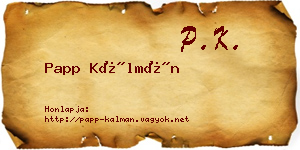 Papp Kálmán névjegykártya